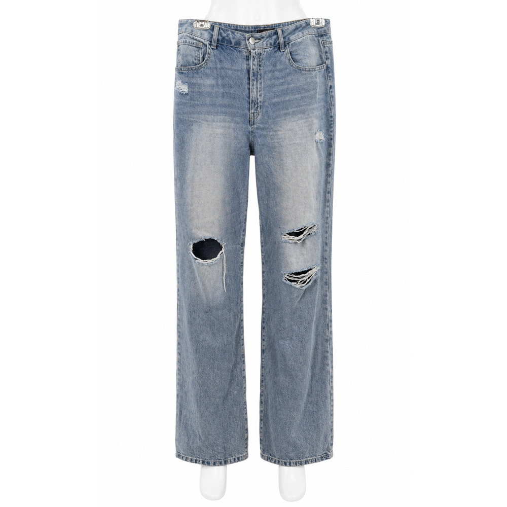 Distressed Straight Leg Jeans Relaxed Fit Y2K Grunge Denim d jeans Size 10